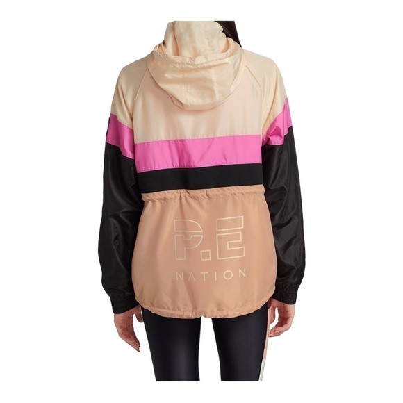 NEW P.E. NATION x Shopbop Speed Cut Windbreaker Athletic Jacket Beige Small - Picture 6 of 9